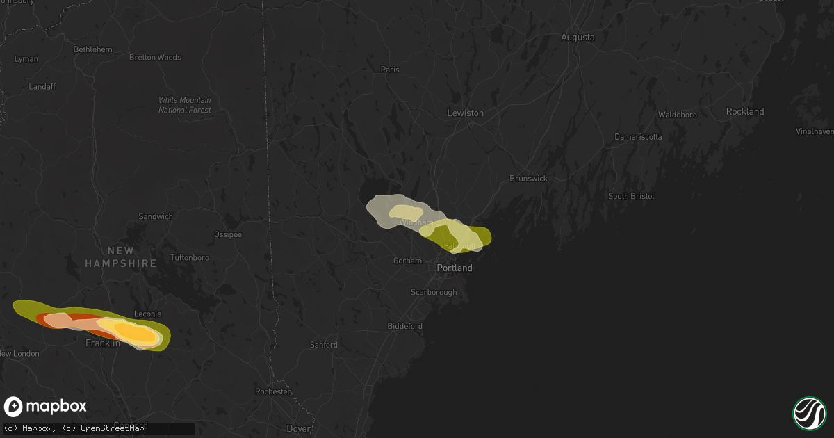 Hail map in Windham, ME on July 20, 2025