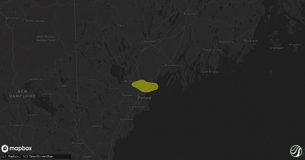 Hail map in Yarmouth, ME on July 20, 2025