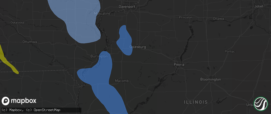 Hail map in Abingdon, IL on July 20, 2026