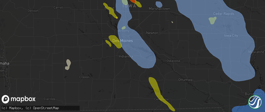Hail map in Ackworth, IA on July 20, 2026