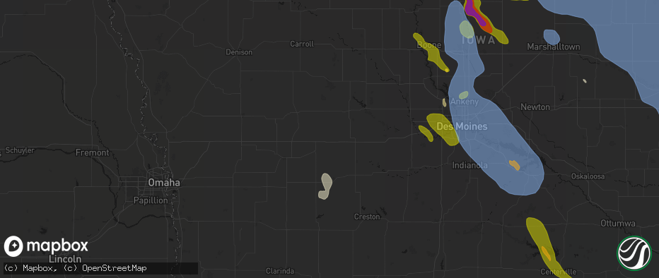 Hail map in Adair, IA on July 20, 2026