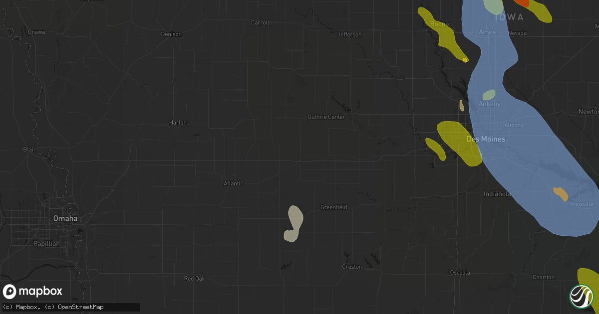 Hail map in Adair, IA on July 20, 2026