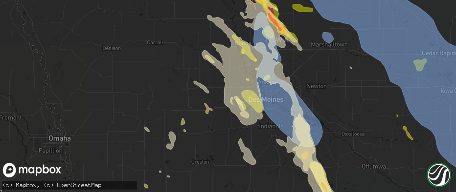 Hail map in Adel, IA on July 20, 2026