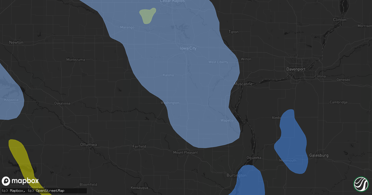 Hail map in Ainsworth, IA on July 20, 2026