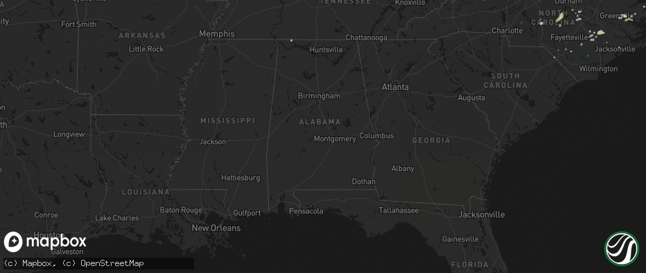 Hail map in Alabama on July 20, 2026
