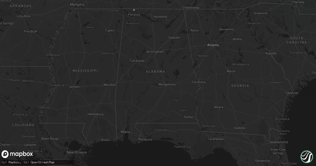 Hail map in Alabama on July 20, 2026