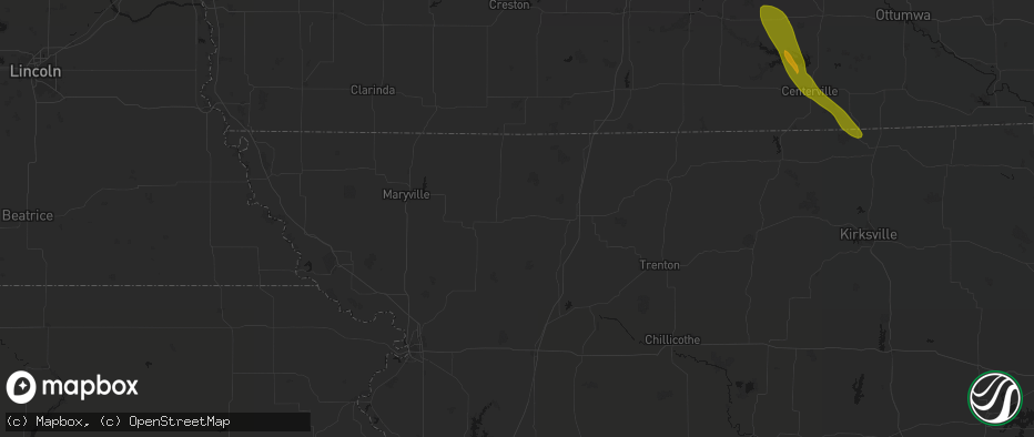 Hail map in Albany, MO on July 20, 2026