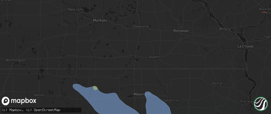Hail map in Albert Lea, MN on July 20, 2026