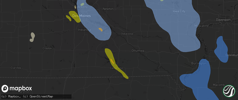 Hail map in Albia, IA on July 20, 2026