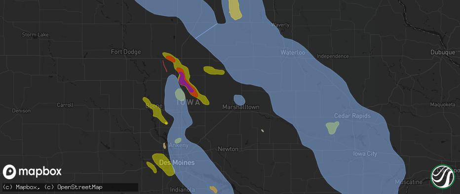 Hail map in Albion, IA on July 20, 2026