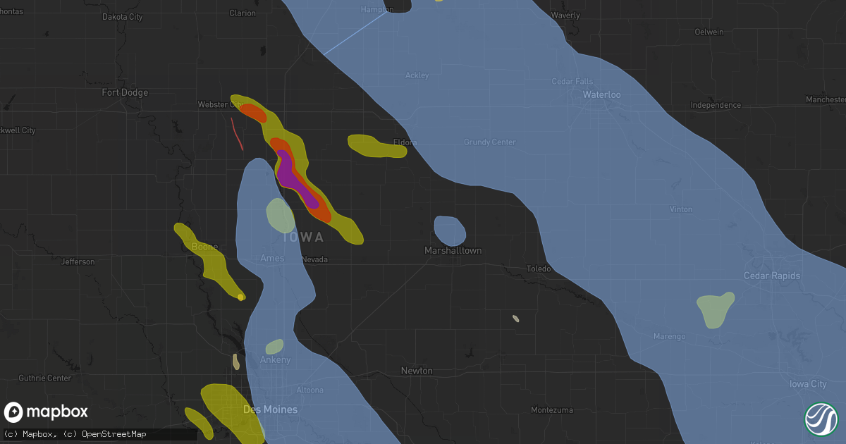 Hail map in Albion, IA on July 20, 2026
