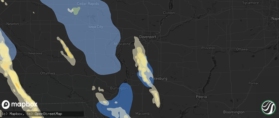 Hail map in Aledo, IL on July 20, 2026