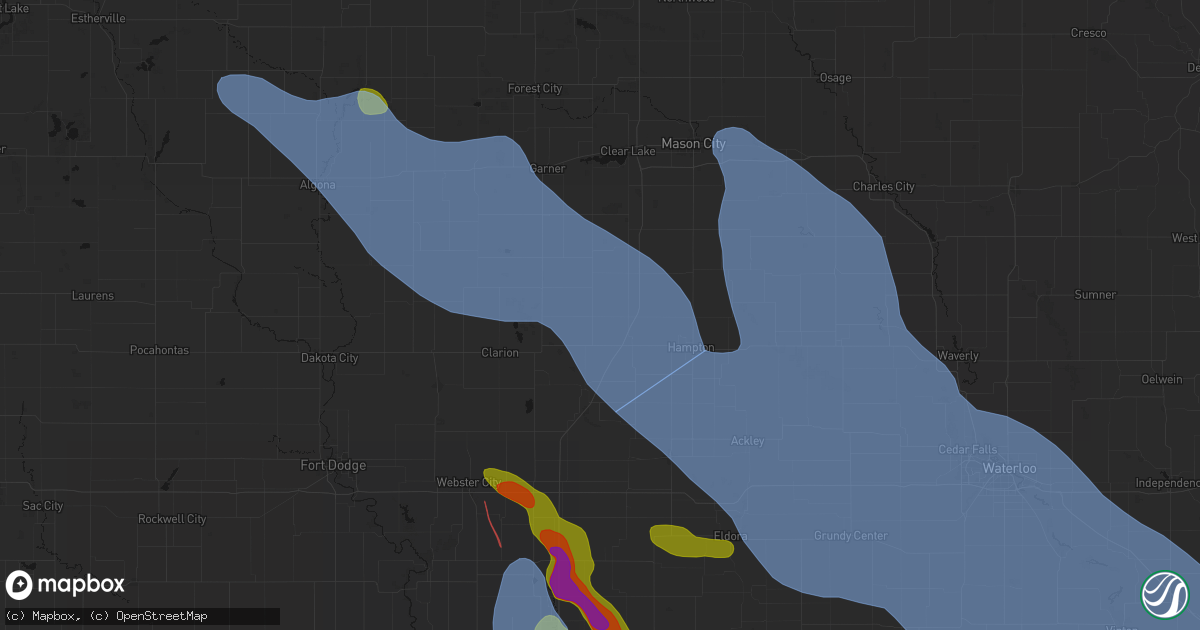Hail map in Alexander, IA on July 20, 2026