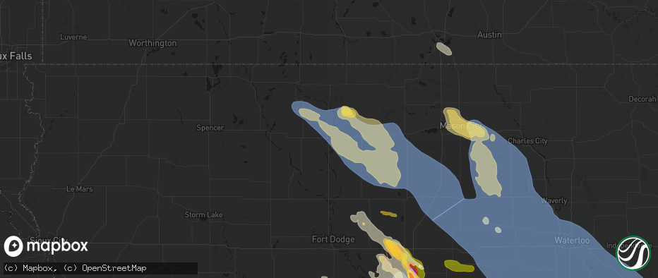 Hail map in Algona, IA on July 20, 2026