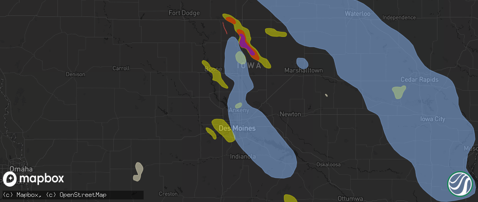 Hail map in Alleman, IA on July 20, 2026