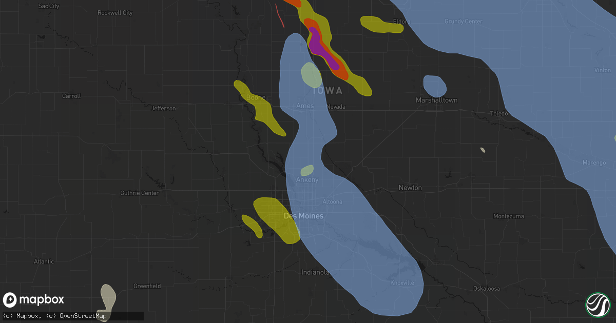 Hail map in Alleman, IA on July 20, 2026