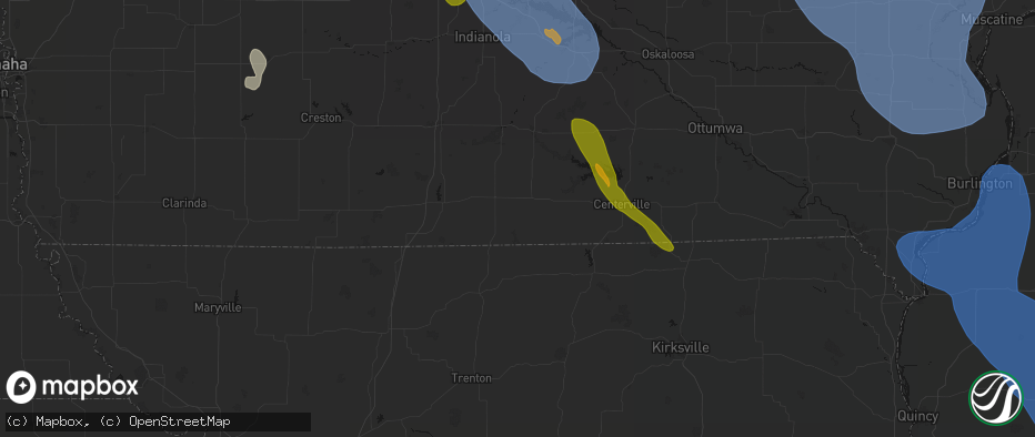 Hail map in Allerton, IA on July 20, 2026