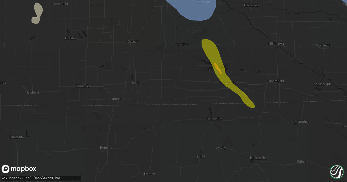 Hail map in Allerton, IA on July 20, 2026