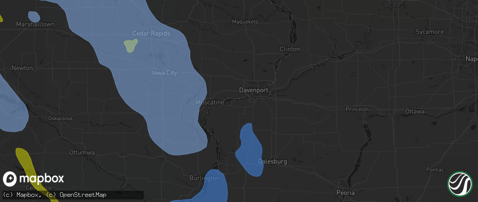 Hail map in Andalusia, IL on July 20, 2026