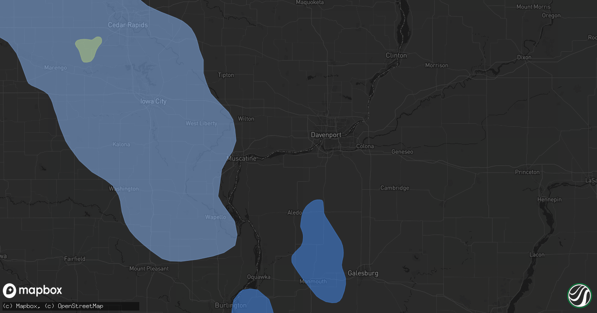 Hail map in Andalusia, IL on July 20, 2026