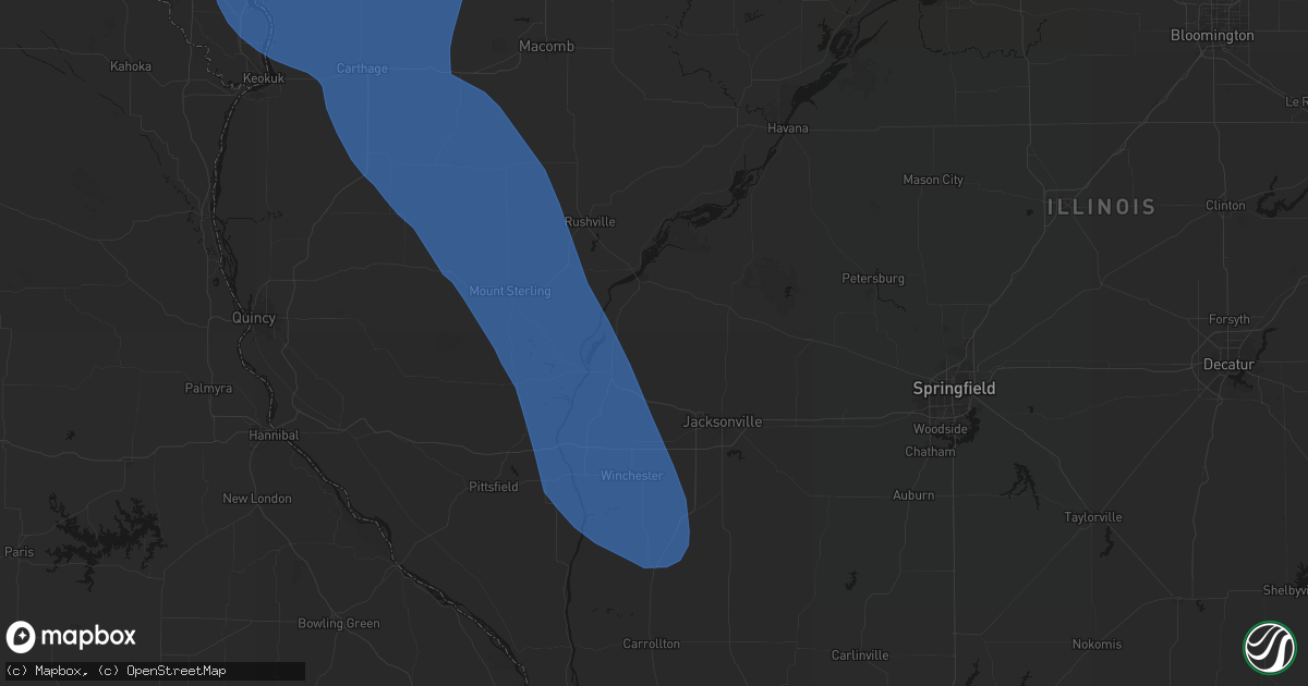 Hail map in Arenzville, IL on July 20, 2026