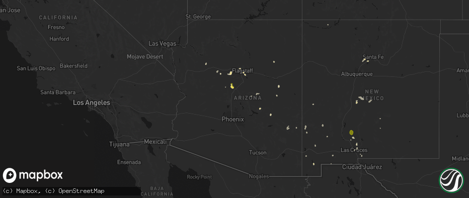 Hail map in Arizona on July 20, 2026