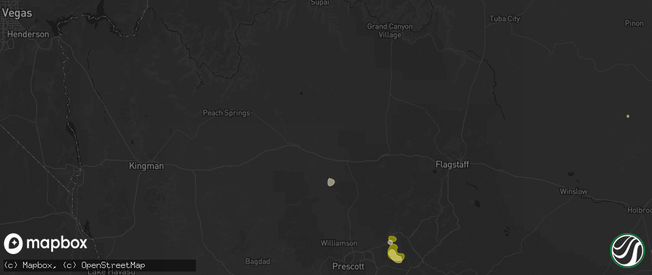 Hail map in Ash Fork, AZ on July 20, 2026