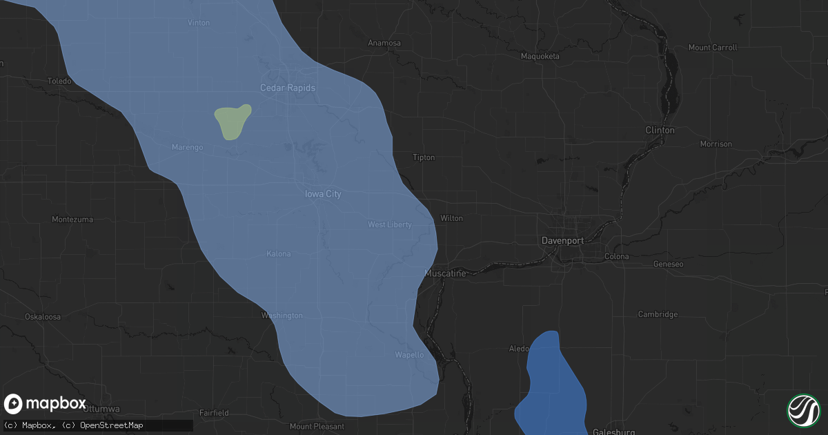 Hail map in Atalissa, IA on July 20, 2026