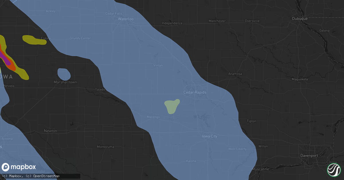 Hail map in Atkins, IA on July 20, 2026