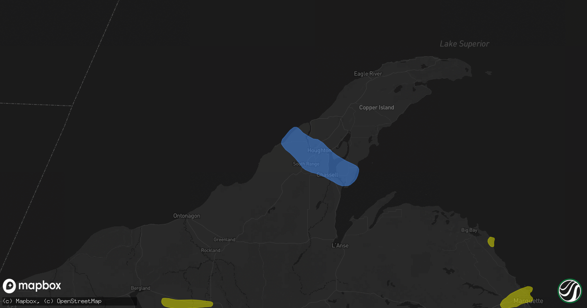 Hail map in Atlantic Mine, MI on July 20, 2026