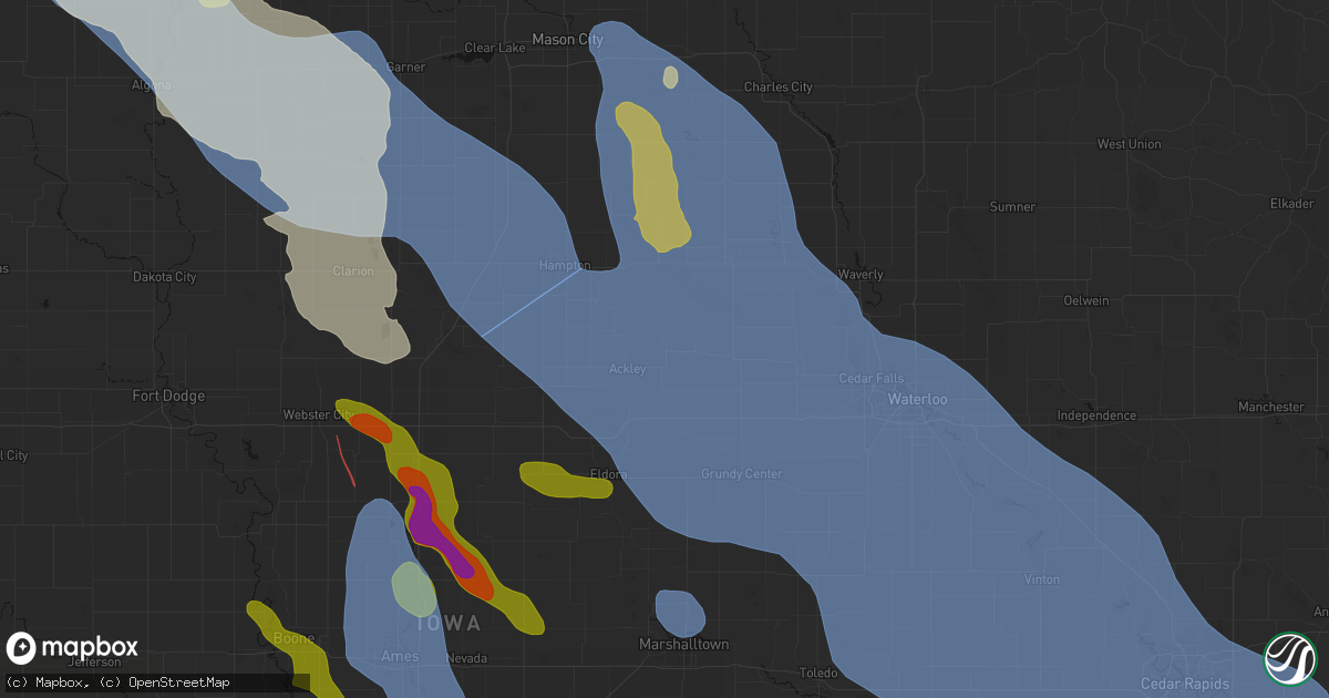 Hail map in Austinville, IA on July 20, 2026