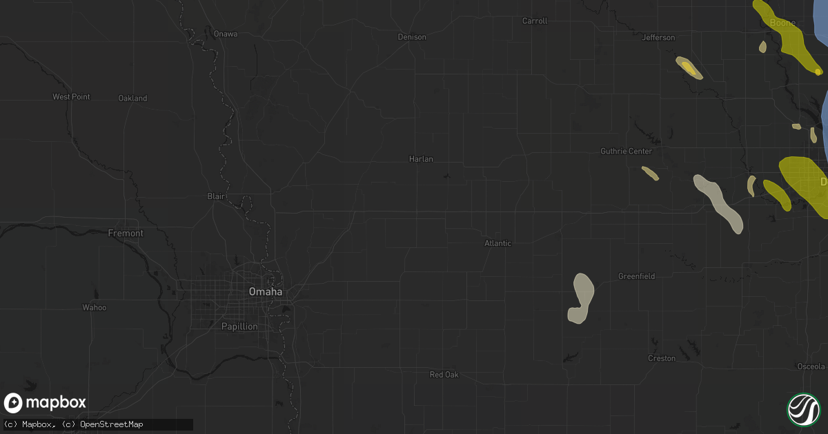 Hail map in Avoca, IA on July 20, 2026