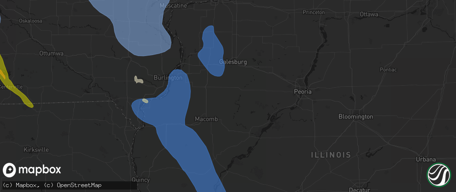 Hail map in Avon, IL on July 20, 2026