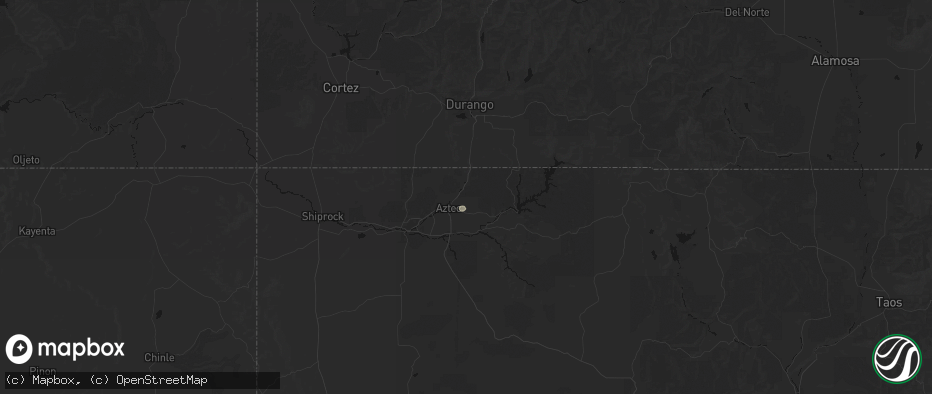 Hail map in Aztec, NM on July 20, 2026