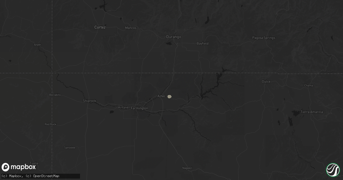 Hail map in Aztec, NM on July 20, 2026