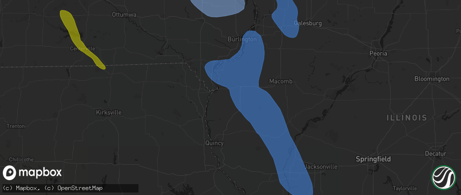 Hail map in Basco, IL on July 20, 2026