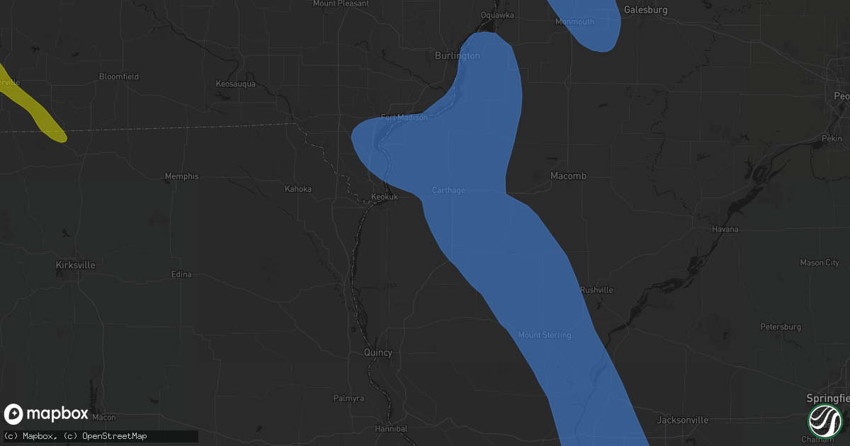 Hail map in Basco, IL on July 20, 2026