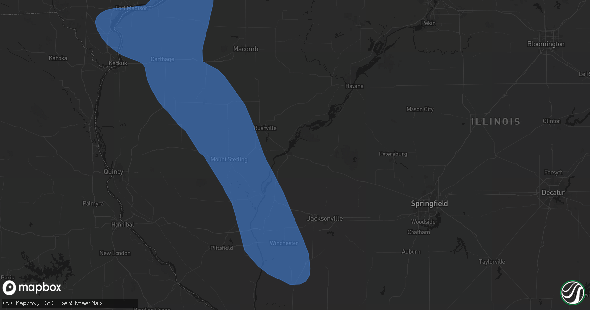 Hail map in Beardstown, IL on July 20, 2026