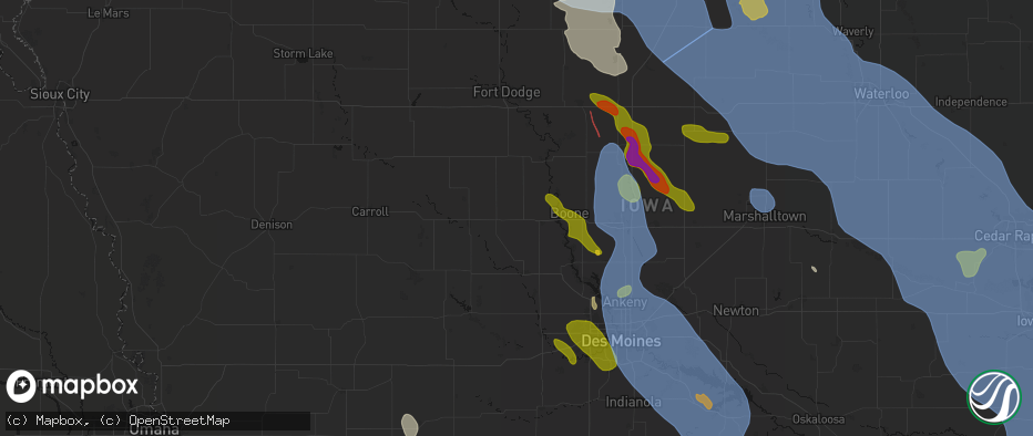Hail map in Beaver, IA on July 20, 2026