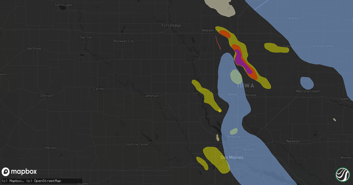 Hail map in Beaver, IA on July 20, 2026