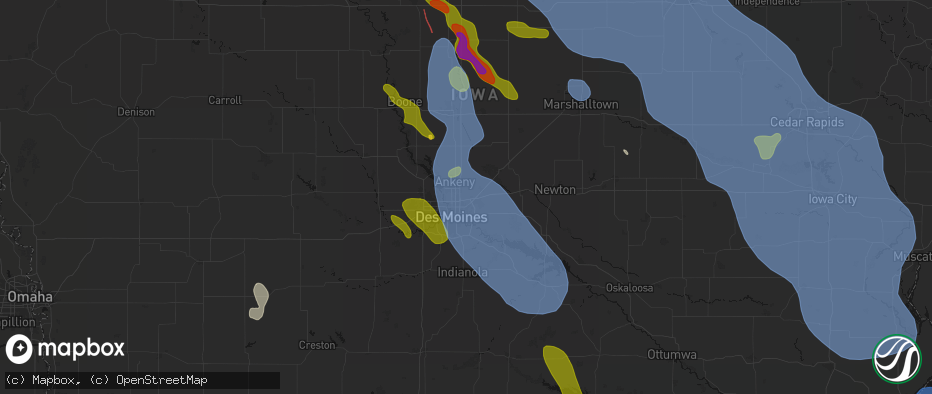 Hail map in Berwick, IA on July 20, 2026