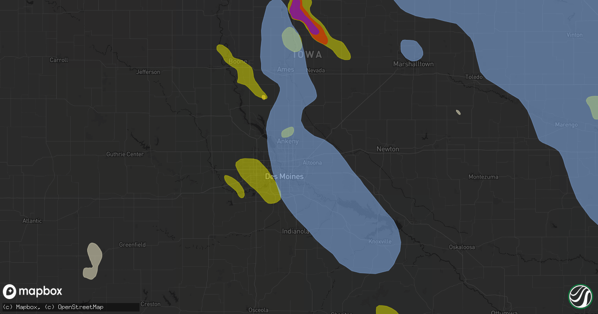 Hail map in Berwick, IA on July 20, 2026
