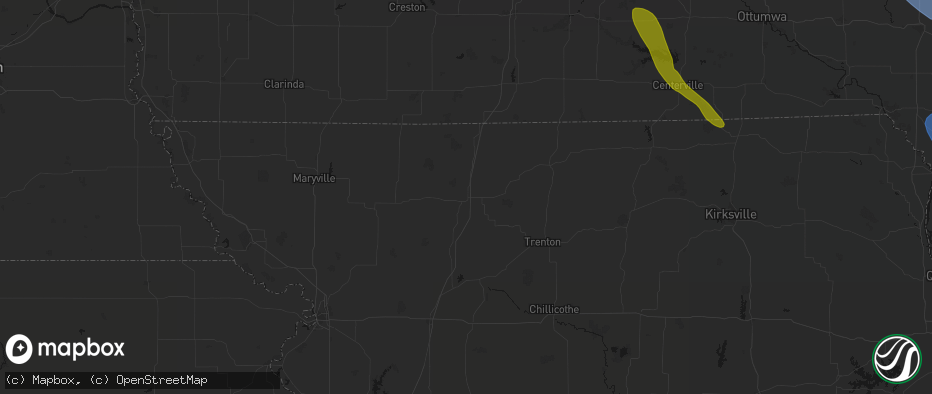 Hail map in Bethany, MO on July 20, 2026