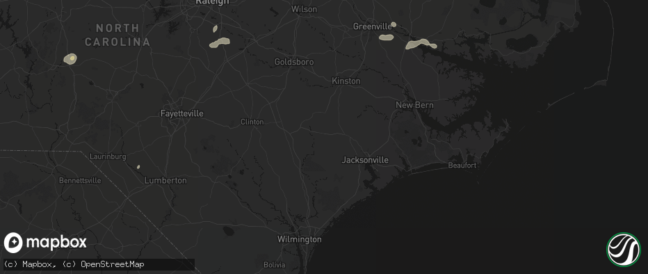 Hail map in Beulaville, NC on July 20, 2026
