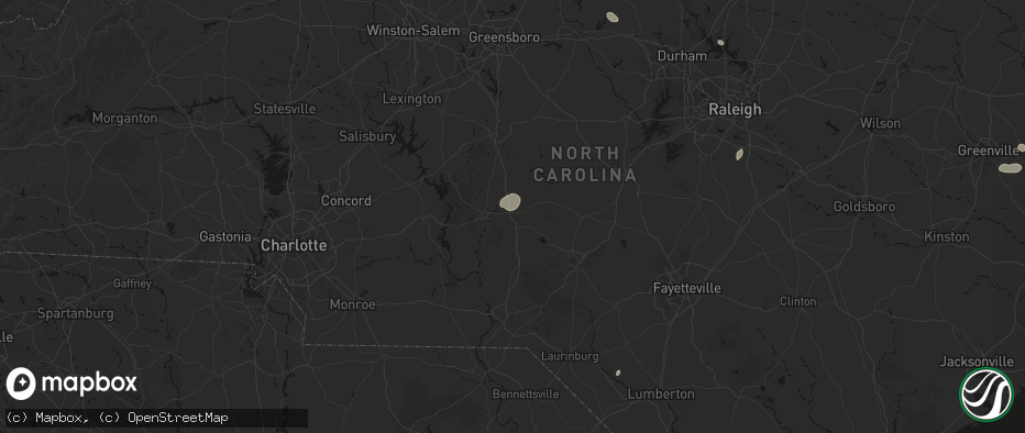 Hail map in Biscoe, NC on July 20, 2026