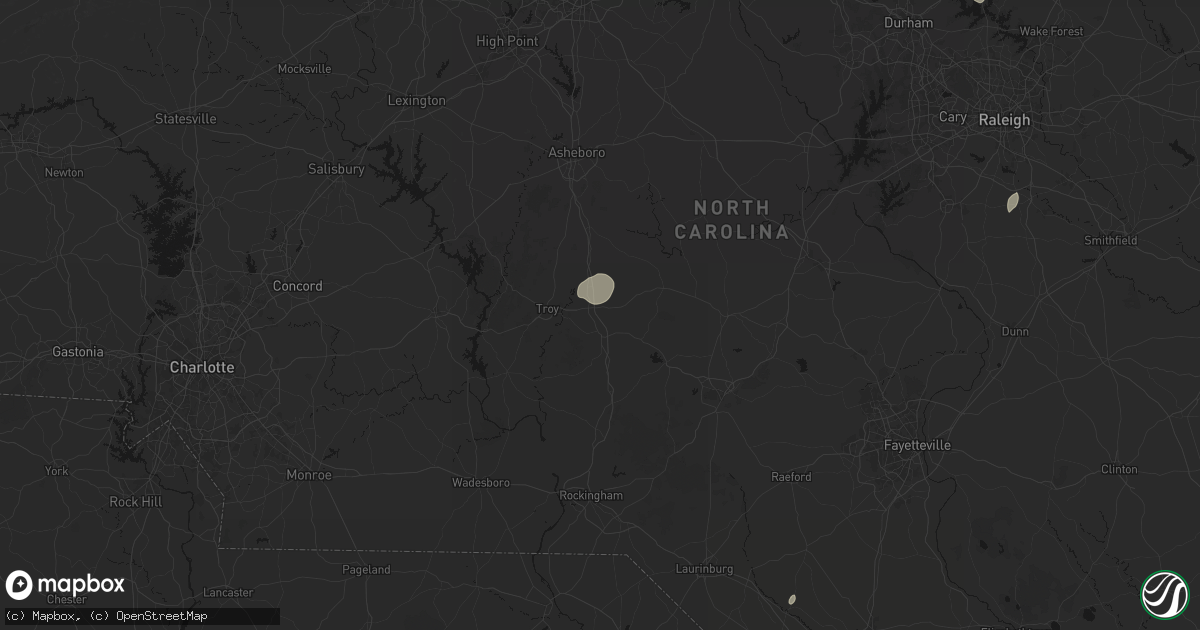 Hail map in Biscoe, NC on July 20, 2026