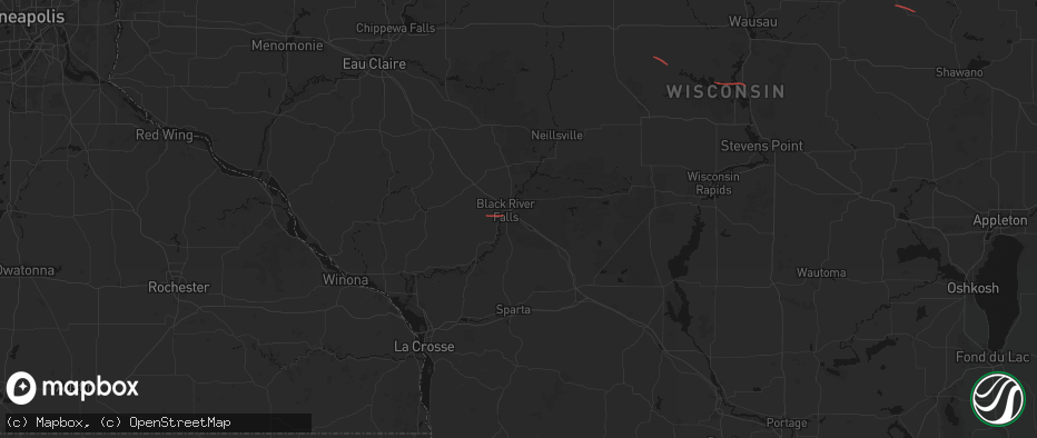 Hail map in Black River Falls, WI on July 20, 2026