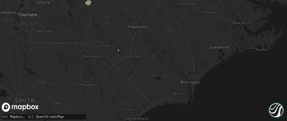 Hail map in Bladenboro, NC on July 20, 2026