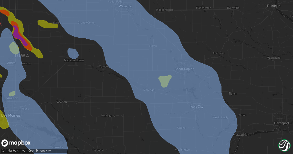 Hail map in Blairstown, IA on July 20, 2026