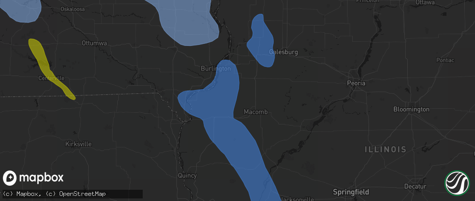 Hail map in Blandinsville, IL on July 20, 2026